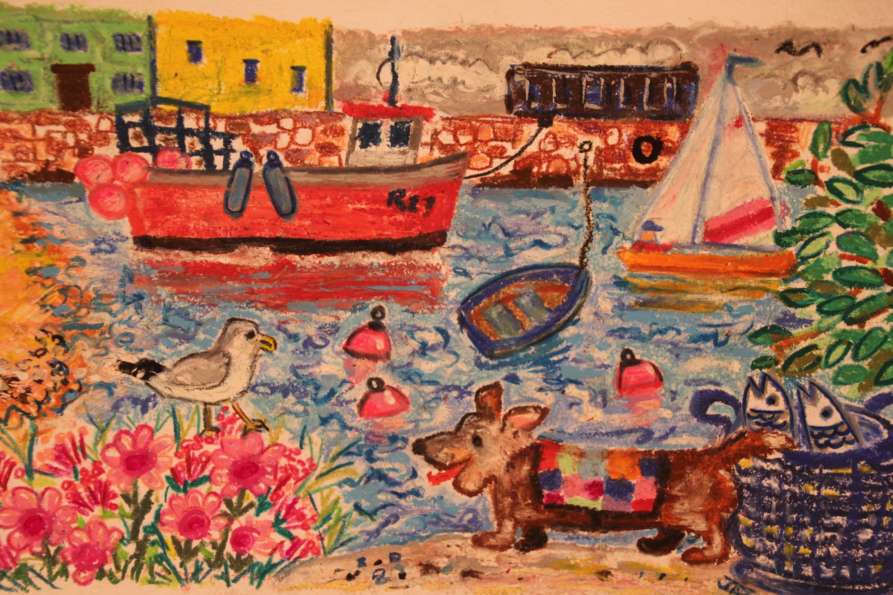 Painting titled “Happy Harbour” by Jennie-Anne Taylor